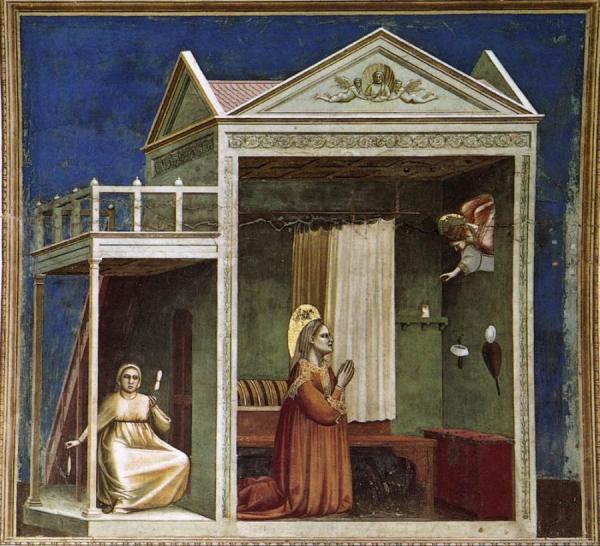 Giotto Di Bondone Scenes From The Life Of Joachim: 3. Annunciation To St Anne (cappella Scrovegni (arena Chapel), Padua)
