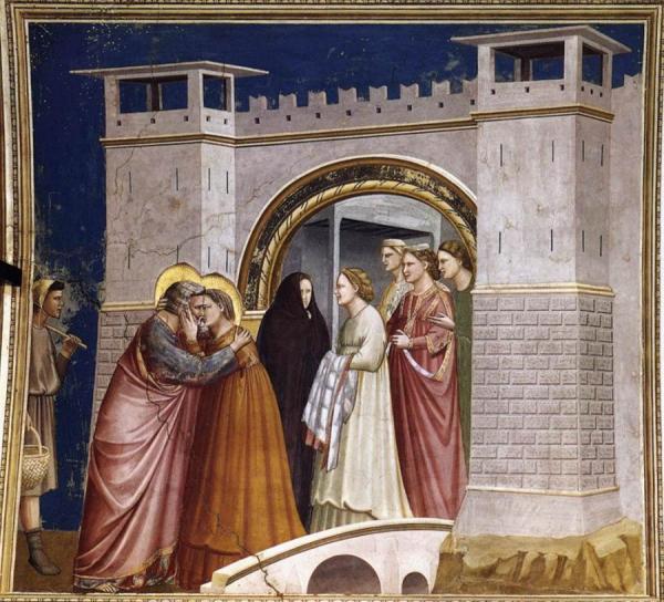 Scenes From The Life Of Joachim: 6. Meeting At The Golden Gate (cappella Scrovegni (arena Chapel), Padua) by Giotto Di Bondone Oil Painting Reproductions