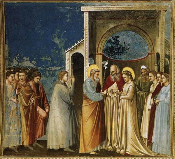 Scenes From The Life Of The Virgin: 5. Marriage Of The Virgin (cappella Scrovegni (arena Chapel), Padua) by Giotto Di Bondone