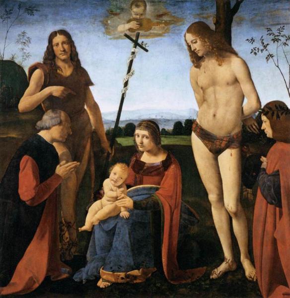 Virgin And Child With Sts John The Baptist And Sebastian by Giovanni Antonio Boltraffio