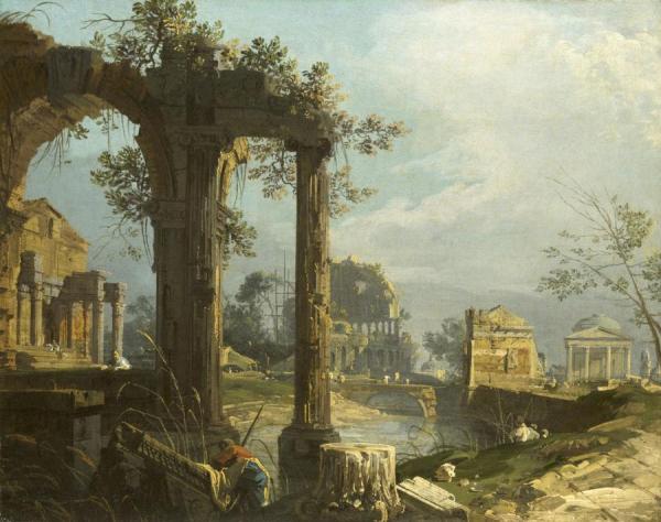 A Caprice:  View With Ruins by Giovanni Antonio Canal (called Canaletto)