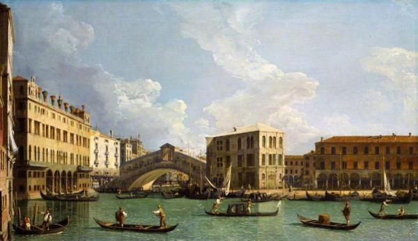 A View Of The Rialto, Venice by Giovanni Antonio Canal (called Canaletto)