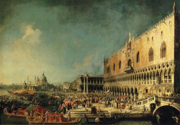 Arrival Of The French Ambassador At The Doge's Palace by Giovanni Antonio Canal (called Canaletto)