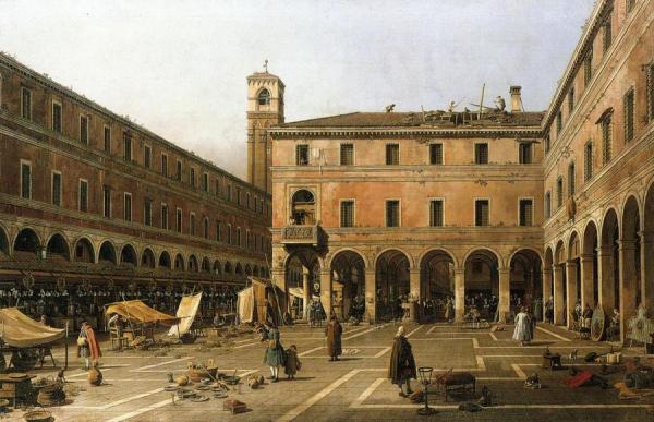 Campo Di Rialto by Giovanni Antonio Canal (called Canaletto)