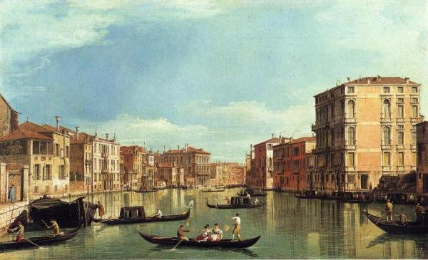 Grand Canal Between The Palazzo Bembo And The Palazzo Vendramin by Giovanni Antonio Canal (called Canaletto)