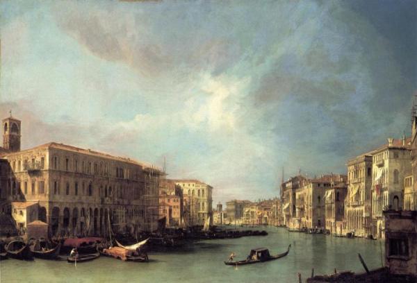 Grand Canal: Looking North From Near The Rialto Bridge by Giovanni Antonio Canal (called Canaletto)