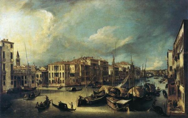 Grand Canal: Looking Northeast From Near The Palazzo Corner Spinelli To The Rialto Bridge by Giovanni Antonio Canal (called Canaletto)