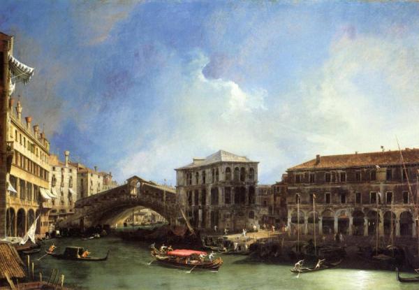 Grand Canal: The Rialto Bridge From The North by Giovanni Antonio Canal (called Canaletto)