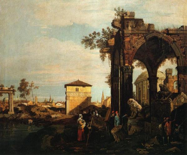 Landscape With Ruins by Giovanni Antonio Canal (called Canaletto)