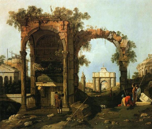 Landscape With Ruins by Giovanni Antonio Canal (called Canaletto)