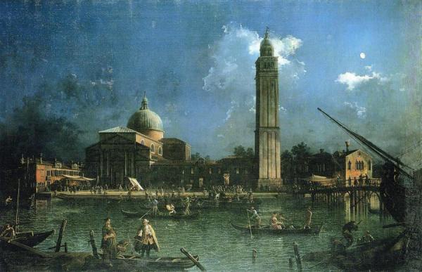 Night-time Celebration Outside The Church Of San Pietro Di Castello by Giovanni Antonio Canal (called Canaletto)