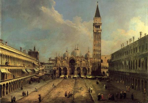 Piazza San Marco: Looking East Along The Central Line by Giovanni Antonio Canal (called Canaletto)