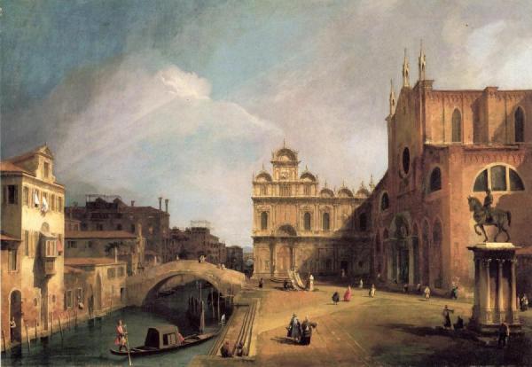 Santi Giovanni E Paolo And The Scuola Di San Marco by Giovanni Antonio Canal (called Canaletto)