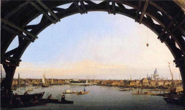 The City Seen Through An Arch Of Westminster Bridge by Giovanni Antonio Canal (called Canaletto)