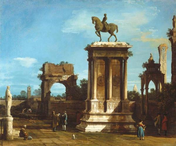 The Colleoni Monument In A Caprice Setting by Giovanni Antonio Canal (called Canaletto)