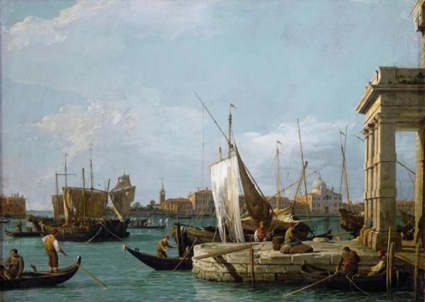 The Dogana In Venice by Giovanni Antonio Canal (called Canaletto)