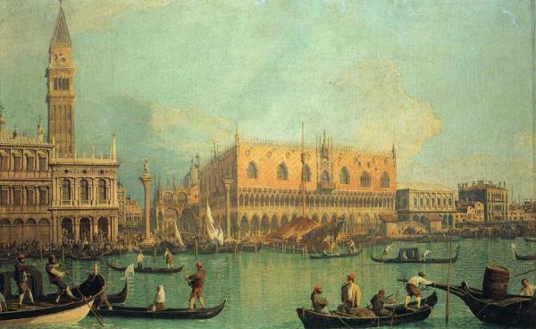 The Doge's Palace With The Piazza Di San Marco by Giovanni Antonio Canal (called Canaletto)