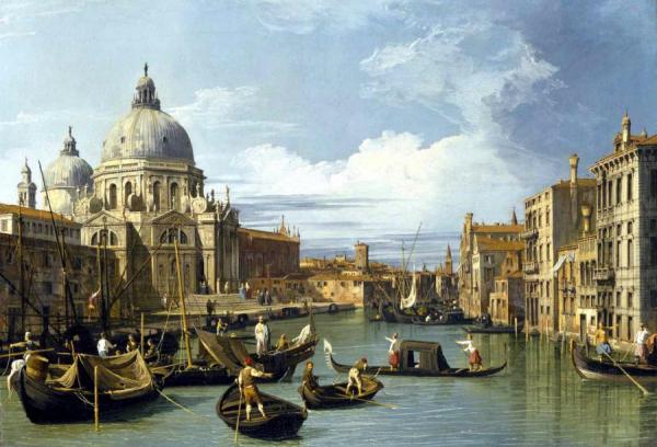 The Grand Canal And The Church Santa Maria Della Salute by Giovanni Antonio Canal (called Canaletto)