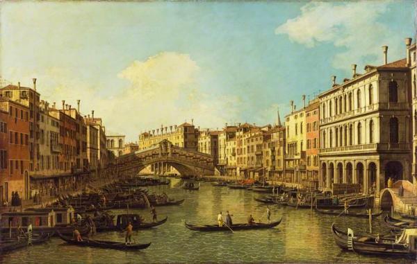 The Grand Canal From The Palazzo Dolfin by Giovanni Antonio Canal (called Canaletto)
