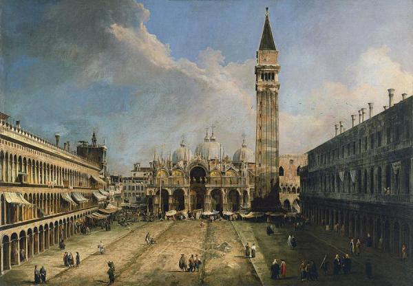 The Piazza San Marco In Venice by Giovanni Antonio Canal (called Canaletto)