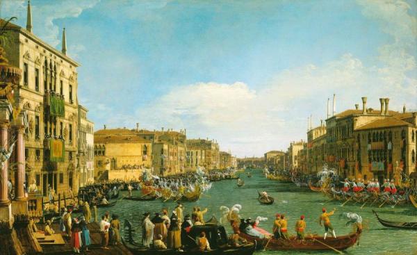 Venice:  A Regatta On The Grand Canal by Giovanni Antonio Canal (called Canaletto)