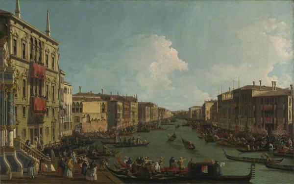 Venice: A Regatta On The Grand Canal by Giovanni Antonio Canal (called Canaletto)