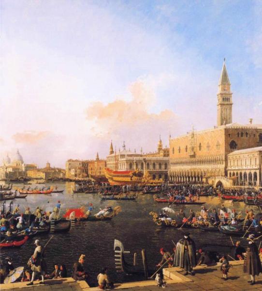 Venice, Bacino Di San Marco On Ascension Day by Giovanni Antonio Canal (called Canaletto)