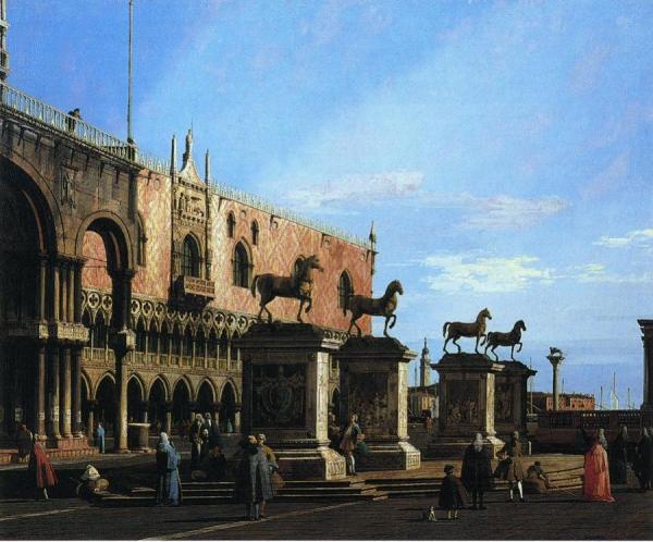 Venice: Capriccio With The Four Horses From The Cathedral Of San Marco by Giovanni Antonio Canal (called Canaletto)
