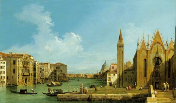 Venice:  The Grand Canal From The Carita Towards The Bacino by Giovanni Antonio Canal (called Canaletto)