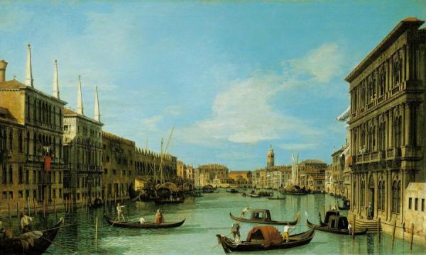 Venice:  The Grand Canal From The Palazzo Vendramin Calergi Towards S. Geremia by Giovanni Antonio Canal (called Canaletto)