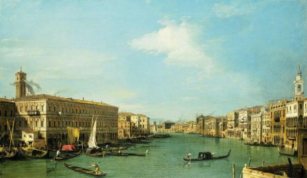 Venice:  The Grand Canal Looking North From The Rialto by Giovanni Antonio Canal (called Canaletto)