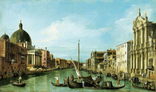 Venice:  The Grand Canal With The Scalzi And S. Simione Piccoli by Giovanni Antonio Canal (called Canaletto)