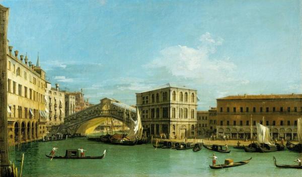 Venice:  The Rialto Bridge From The North by Giovanni Antonio Canal (called Canaletto)