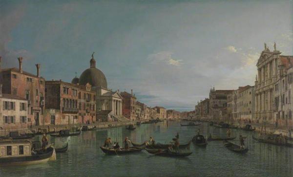 Venice: The Upper Reaches Of The Grand Canal With S. Simeone Piccolo by Giovanni Antonio Canal (called Canaletto)