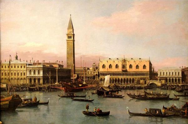 View Of The Doge's Palace In Venice by Giovanni Antonio Canal (called Canaletto)