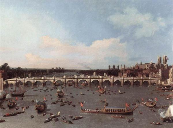 Westminster Bridge From The North On Lord Mayor's Day by Giovanni Antonio Canal (called Canaletto)