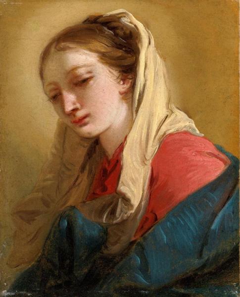 Mary Magdalene In Three-quarter View, Veiled In A White Cloth by Giovanni Battista Tiepolo