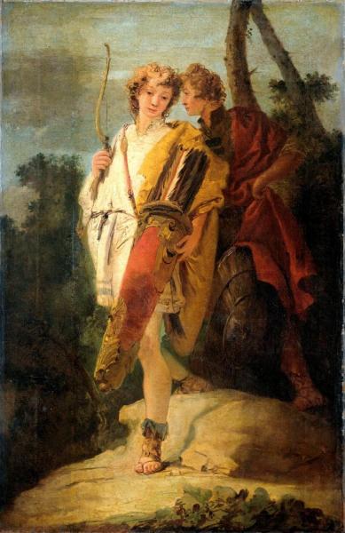 Young Man With A Bow And A Large Quiver And A Friend With A Shield by Giovanni Battista Tiepolo