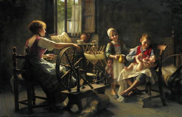 Family In An Interior by Giovanni Battista Torriglia