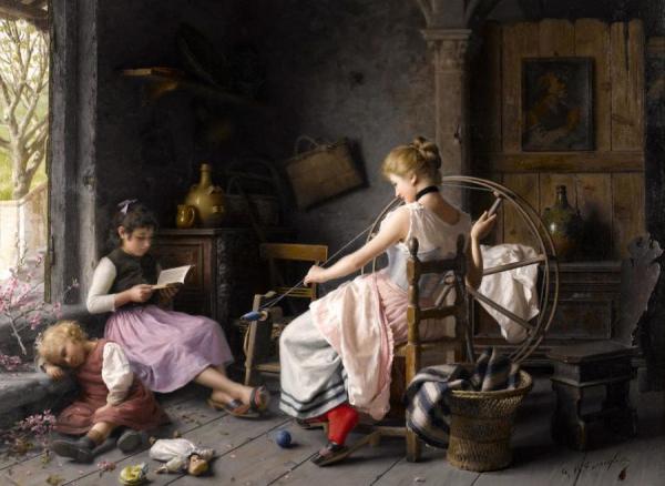 The Spinning Wheel by Giovanni Battista Torriglia