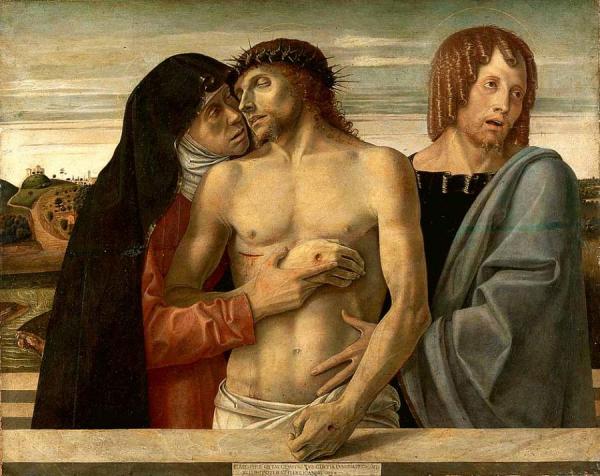 Dead Christ Supported By The Madonna And St. John by Giovanni Bellini