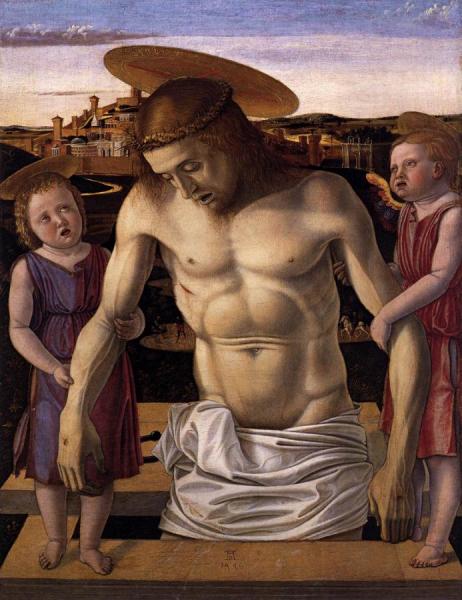 Dead Christ Supported By Two Angels (pieta) by Giovanni Bellini Oil Painting Reproductions
