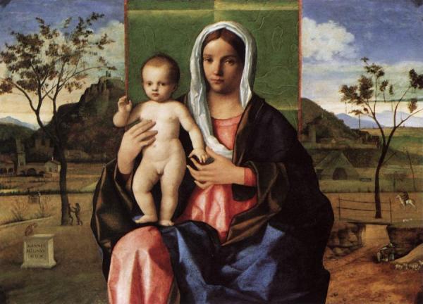 Madonna And Child Blessing by Giovanni Bellini