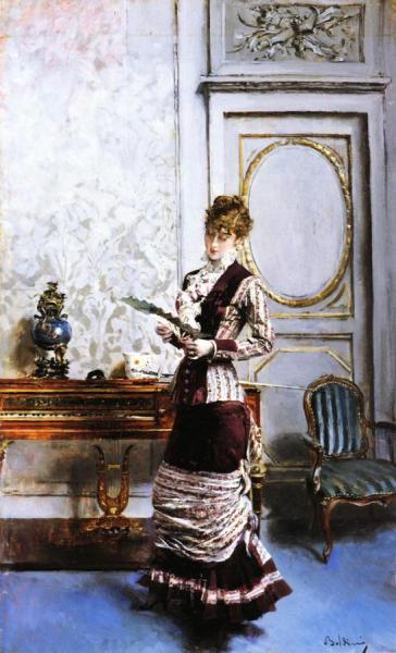 A Lady Admiiring A Fan by Giovanni Boldini