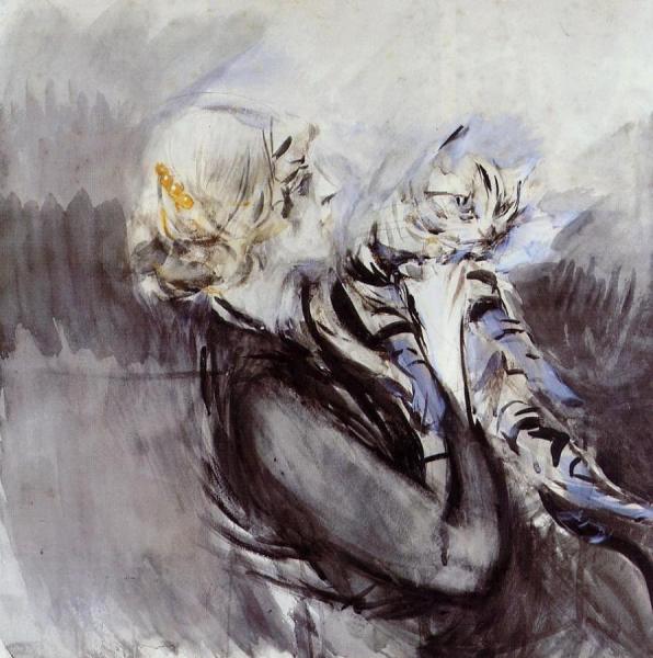 A Lady With A Cat by Giovanni Boldini