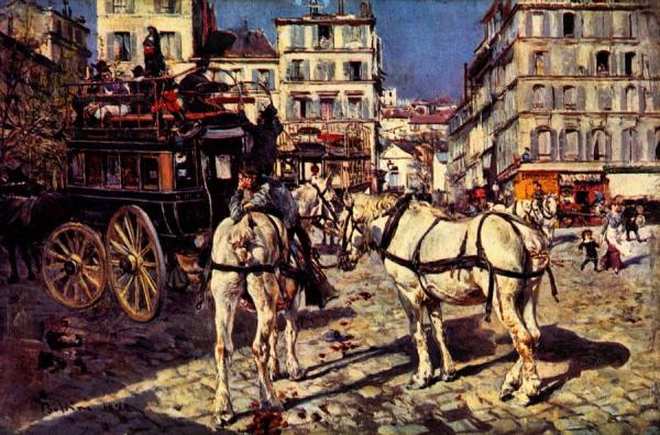 Bus On The Pigalle Place In Paris by Giovanni Boldini