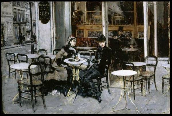 Conversation At The Cafe by Giovanni Boldini