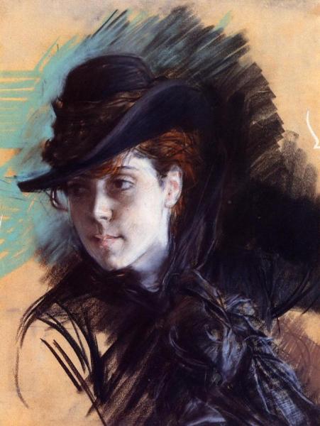 Girl In A Black Hat by Giovanni Boldini