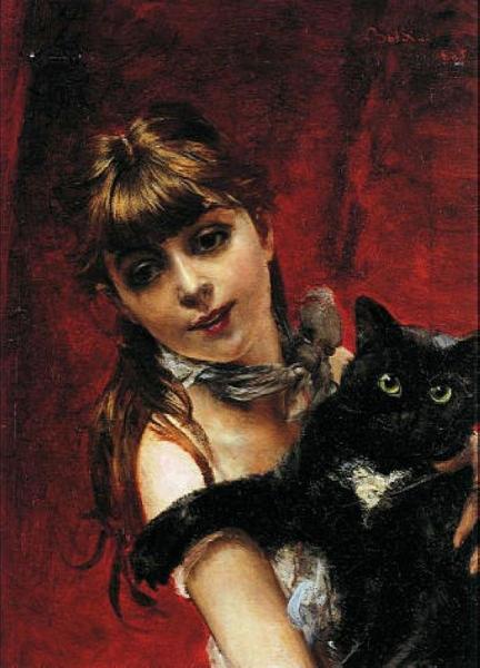Girl With Black Cat by Giovanni Boldini