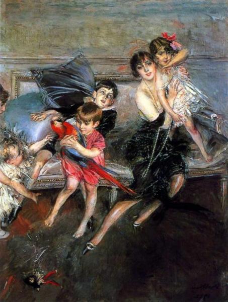 La Signora Edwards Con I Quattro Figli E La Bambinaia by Giovanni Boldini Oil Painting Reproductions